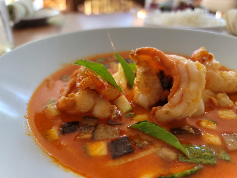 Curries with fresh local coconut milk