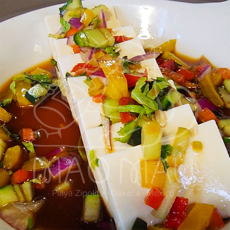 Tofu Yen (v) - Cold silken tofu & summer herb salad with lime & soy